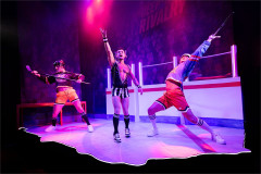 The company of Deep-Heat Rivalry on the rink set at The Other Palace Studio. Photo by Mark Senior