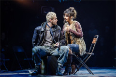 Travis Ross (Roger) and Alexa Lopez (Mimi) in Rent at the Tom Stoppard Theatre. Photo by Danny Kaan
