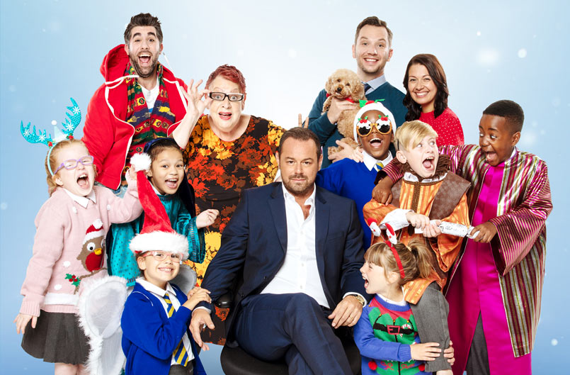 Danny Dyer as 'Hollywood Producer', Jo Brand as 'The Critic' and the Children of St Bernadette's School. Photo by Simon Turtle